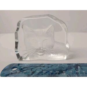 Vintage Cristal d'Arques Lead Crystal CAT Art Glass Paperweight Made‎ in France